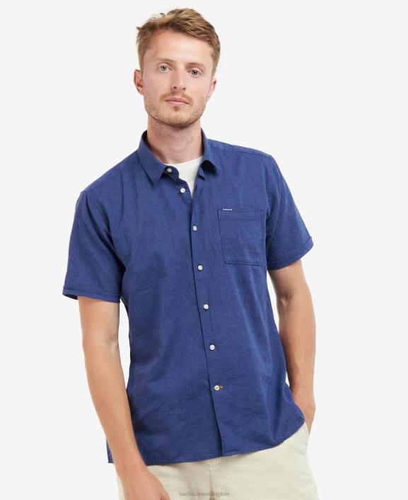 Men Bleached Olive Barbour Nelson Short Sleeve Summer Shirt 40VB295