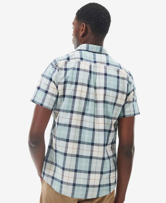 Men Blue Chalk Tartan Barbour Delton Tailored Shirt 40VB371