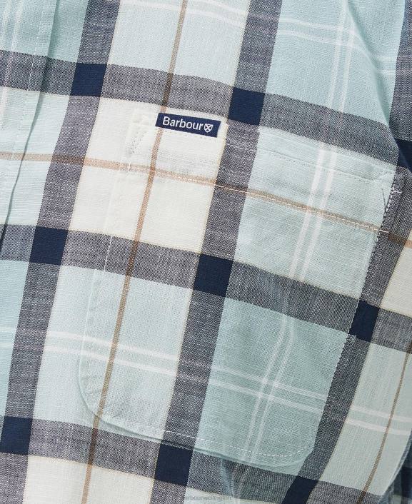Men Blue Chalk Tartan Barbour Delton Tailored Shirt 40VB371