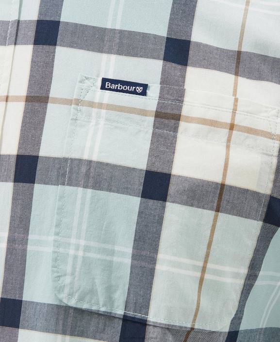 Men Blue Chalk Tartan Barbour Rawley Tailored Shirt 40VB323