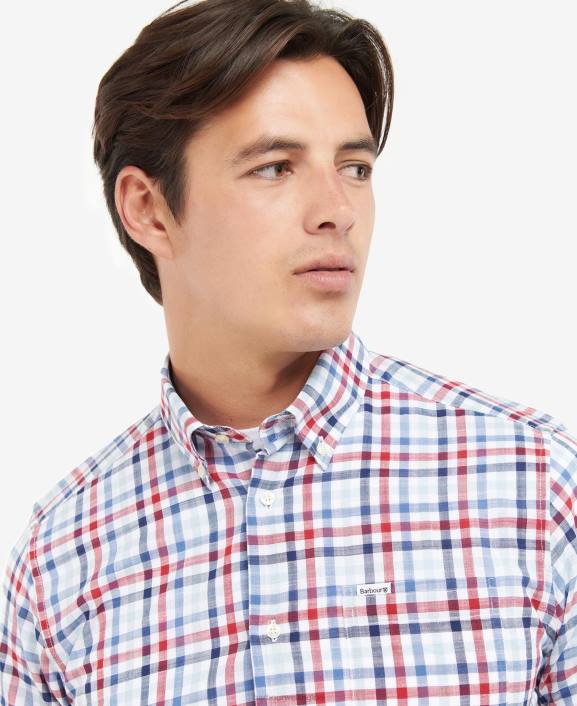 Men Classic Pink Barbour Barbout Kinson Tailored Shirt 40VB365