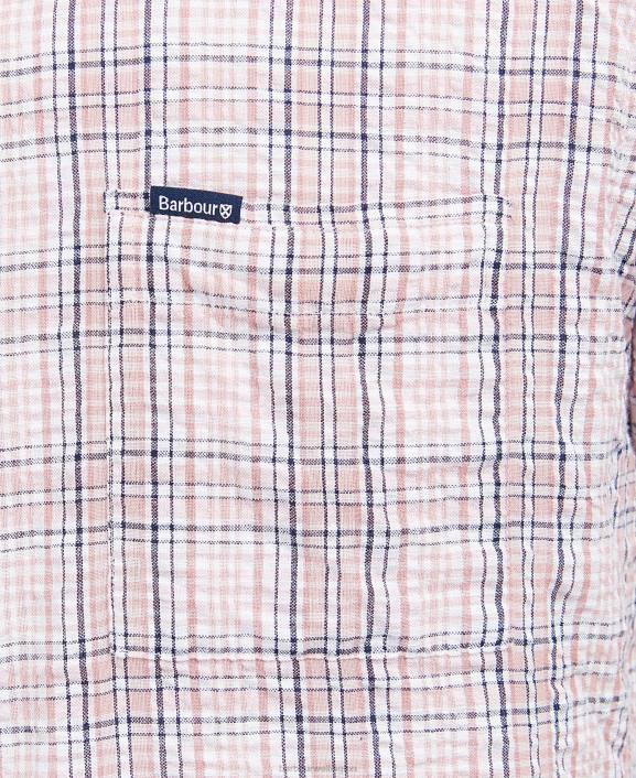 Men Classic Pink Barbour Deanhill Short Sleeve Summer Shirt 40VB498