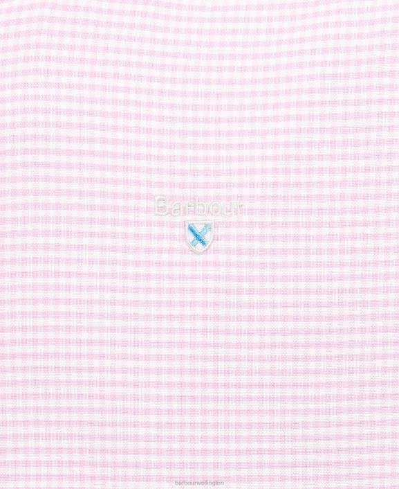 Men Classic Pink Barbour Gingham Oxford Tailored Shirt 40VB405