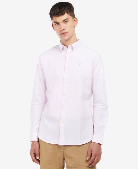 Men Classic Pink Barbour Striped Oxford Tailored Shirt 40VB464