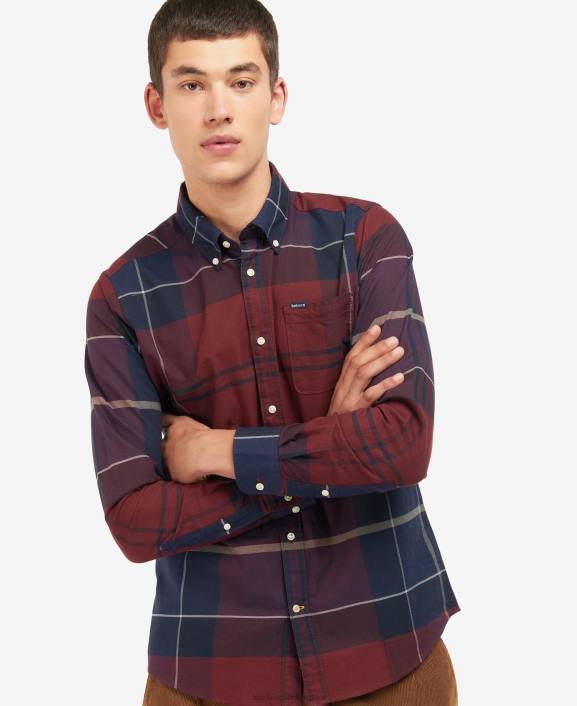 Men Cordovan Tartan Barbour Stirling Tailored Shirt 40VB415