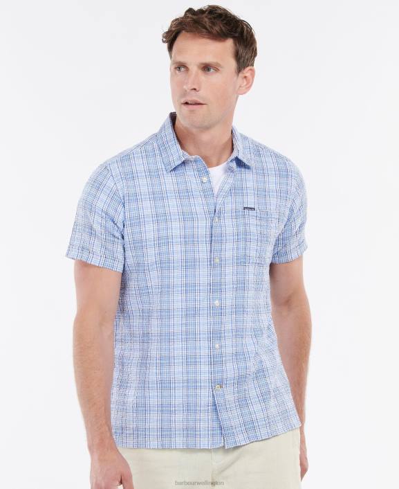 Men Dusty Mint Barbour Deanhill Short Sleeve Summer Shirt 40VB400