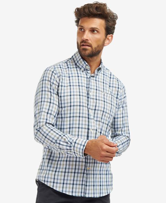 Men Green Barbour Hallhill Checked Shirt 40VB378