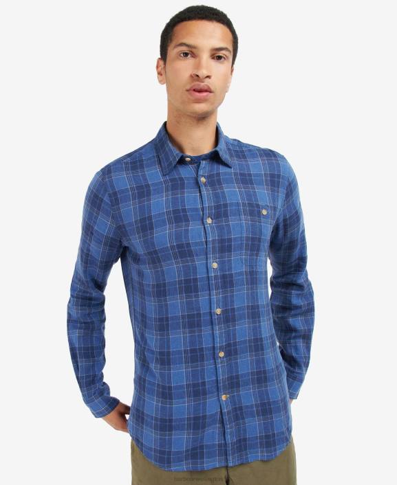 Men Inky Blue Barbour Arranmore Tartan Tailored Shirt 40VB379