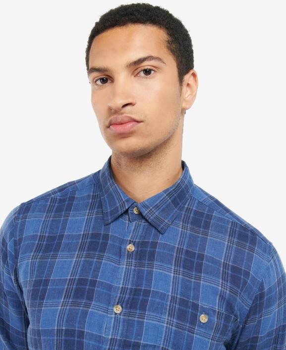 Men Inky Blue Barbour Arranmore Tartan Tailored Shirt 40VB379