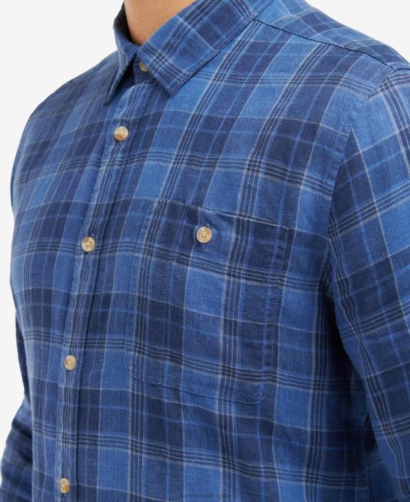 Men Inky Blue Barbour Arranmore Tartan Tailored Shirt 40VB379