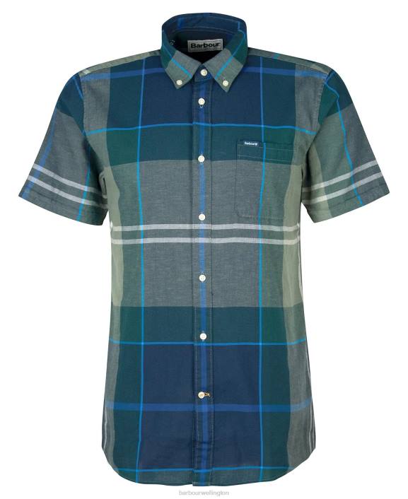 Men Kielder Blue Tartan Barbour Douglas Short Sleeve Tailored Shirt 40VB283