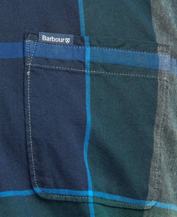 Men Kielder Blue Tartan Barbour Douglas Short Sleeve Tailored Shirt 40VB283