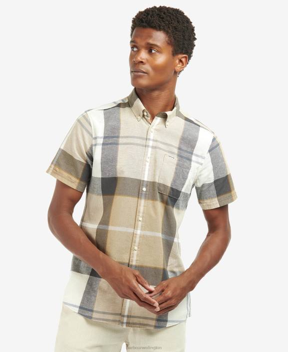 Men Kielder Blue Tartan Barbour Douglas Short Sleeve Tailored Shirt 40VB383