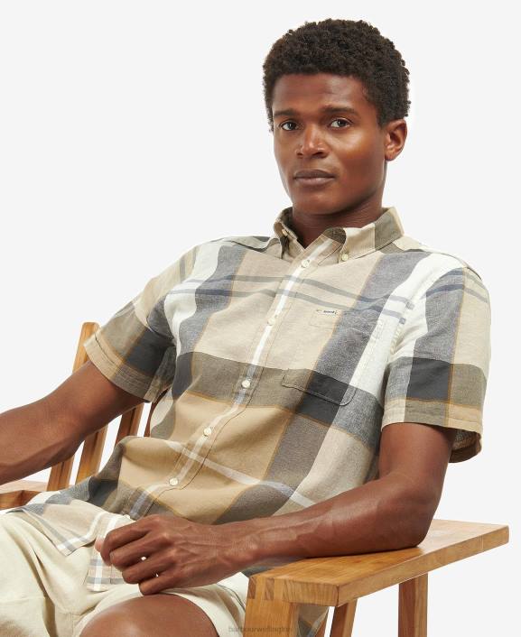 Men Kielder Blue Tartan Barbour Douglas Short Sleeve Tailored Shirt 40VB383