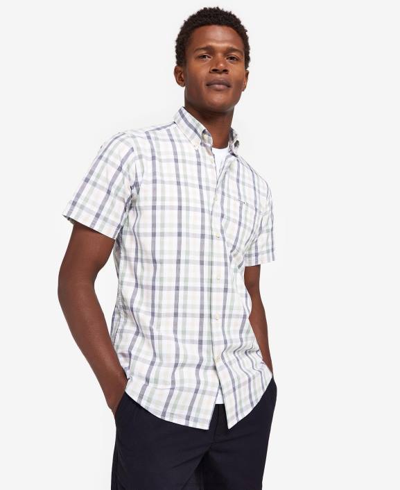 Men Red Barbour Longstone Short Sleeve Tailored Shirt 40VB394