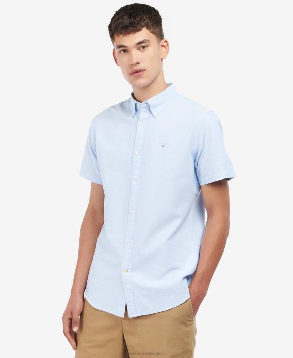 Men Sky Barbour Oxford Short Sleeve Tailored Shirt 40VB324