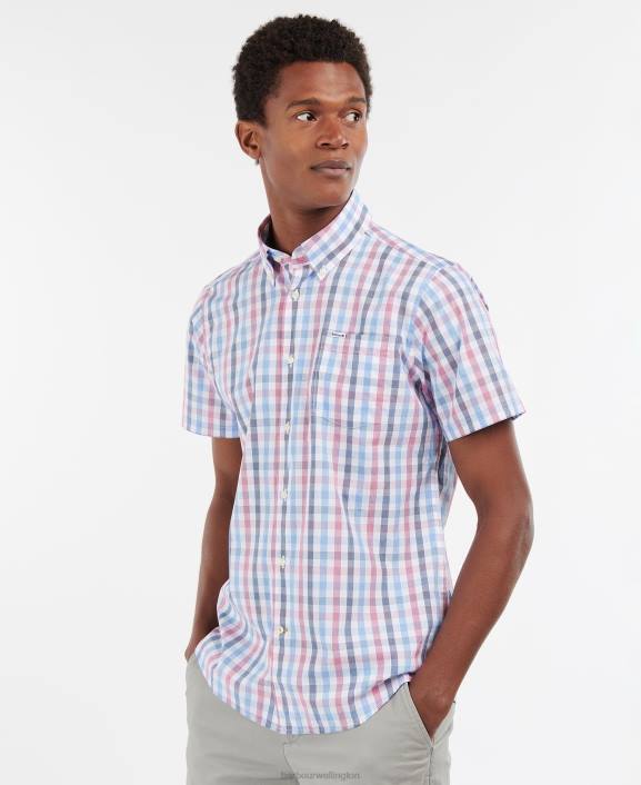 Men Sky Blue Barbour Longstone Short Sleeve Tailored 40VB412