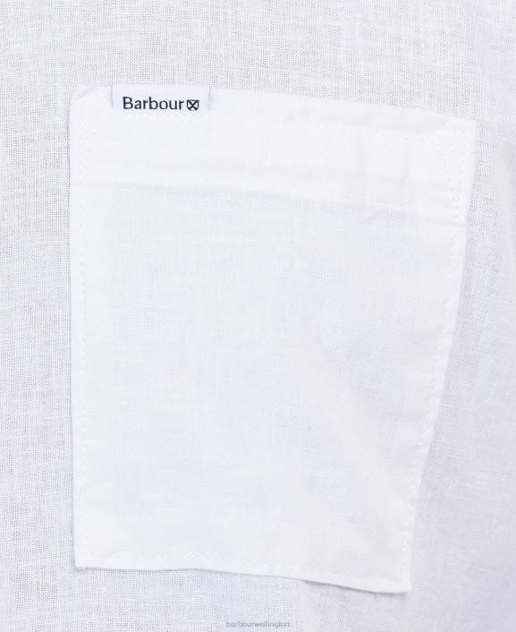 Men White Barbour Nelson Short Sleeve Summer Shirt 40VB325