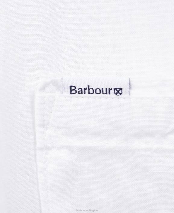 Men White Barbour Nelson Short Sleeve Summer Shirt 40VB325