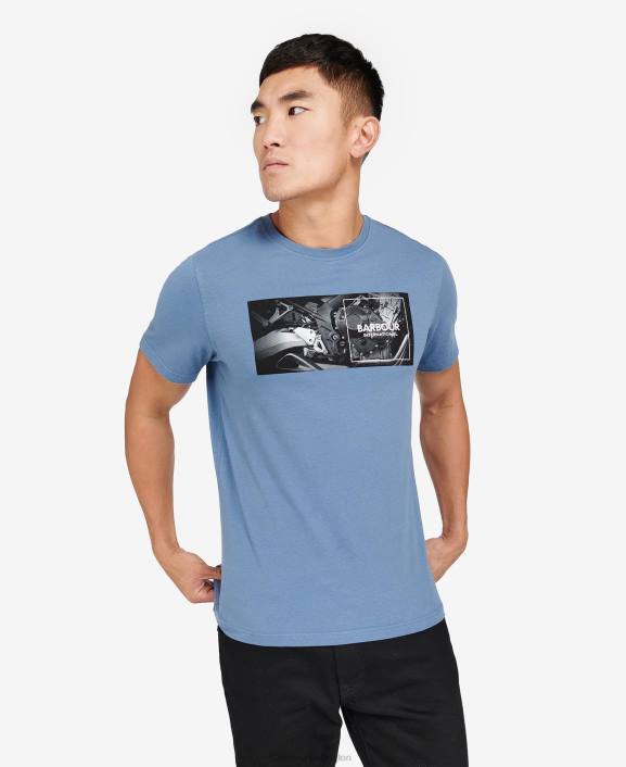 Men Blue Horizon Barbour Fairing Graphic-Print T-Shirt 40VB948