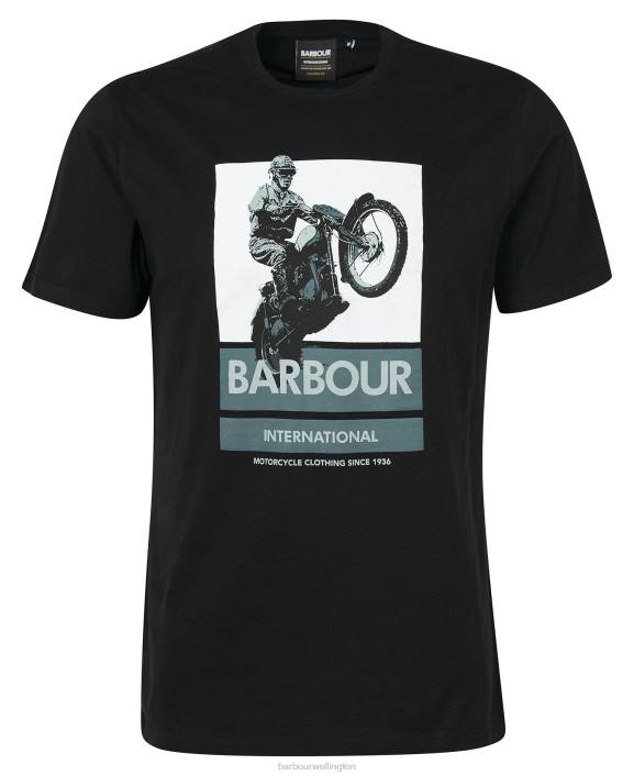 Men Classic Black Barbour Archie Graphic-Print T-Shirt 40VB893