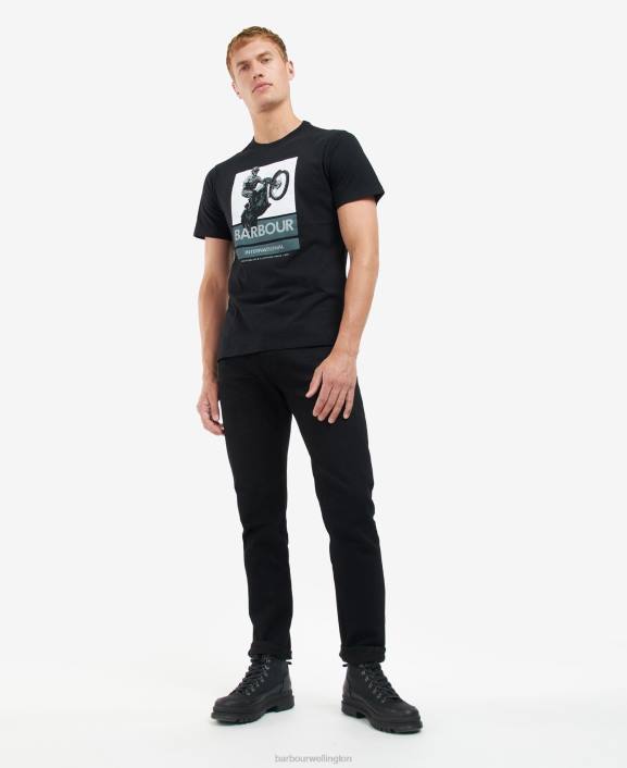 Men Classic Black Barbour Archie Graphic-Print T-Shirt 40VB893