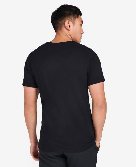 Men Classic Black Barbour Essential Large Logo T-Shirt 40VB881
