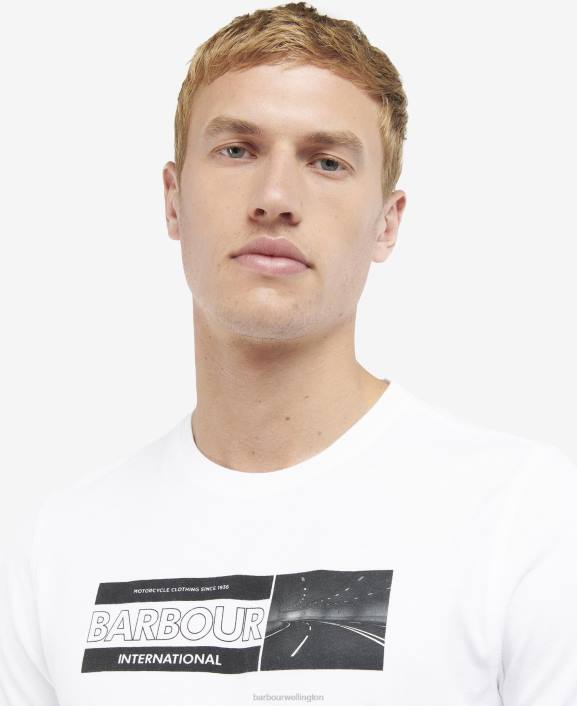Men Classic White Barbour Bracket Graphic-Print T-Shirt 40VB917