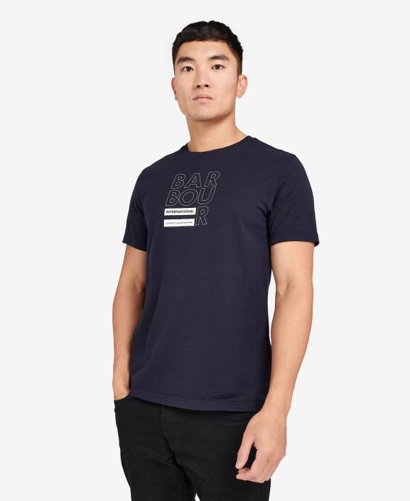 Men Classic White Barbour Cube Graphic-Print T-Shirt 40VB838