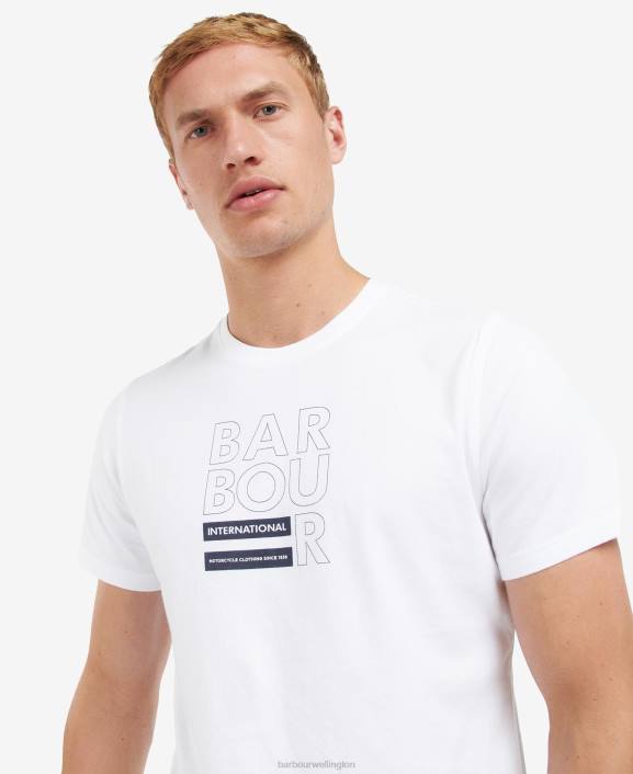 Men Classic White Barbour Cube Graphic-Print T-Shirt 40VB854
