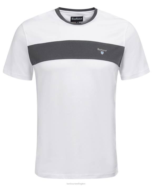 Men Classic White Barbour Steaford Panel T-Shirt 40VB754