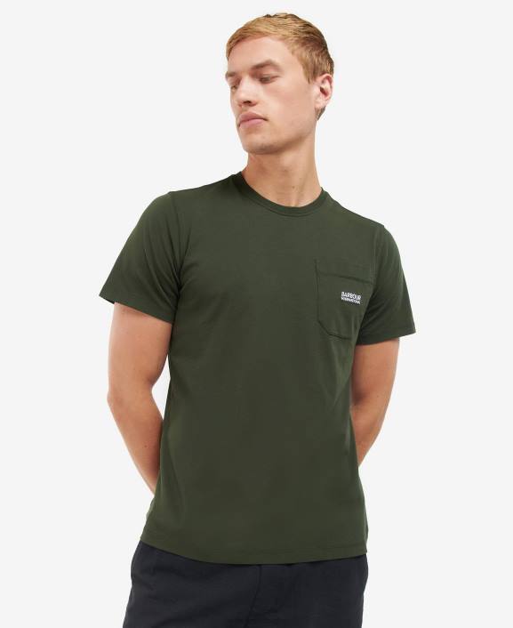Men Forest Barbour Radok Pocket T-Shirt 40VB955