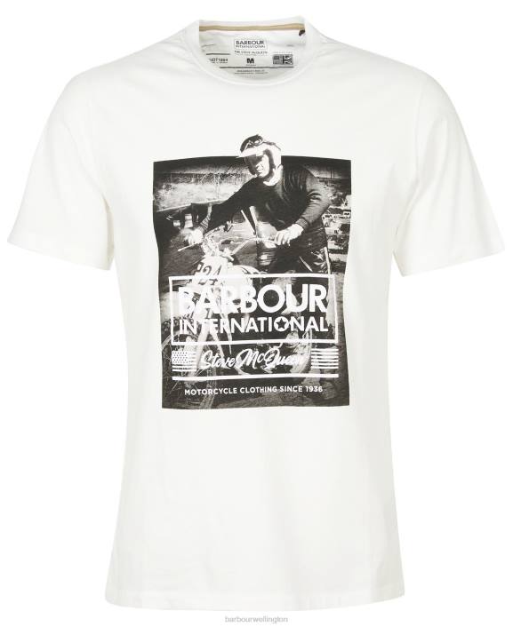 Men Whisper White Barbour Morris Graphic T-Shirt 40VB961