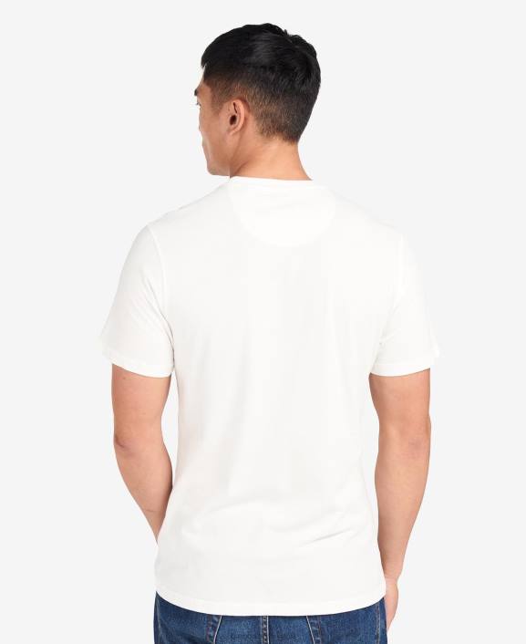 Men Whisper White Barbour Morris Graphic T-Shirt 40VB961