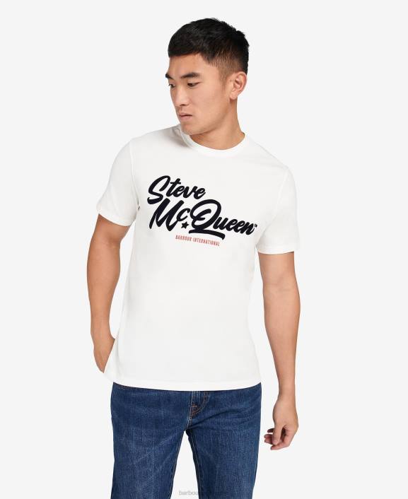 Men Whisper White Barbour Murrey Graphic T-Shirt 40VB855