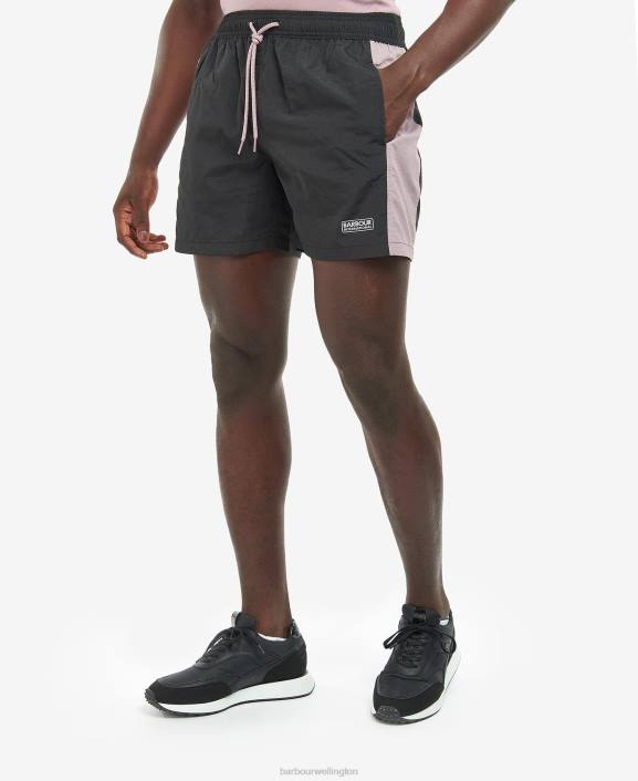 Men Black/Thistle Barbour Colour-Block Swim Shorts 40VB1220