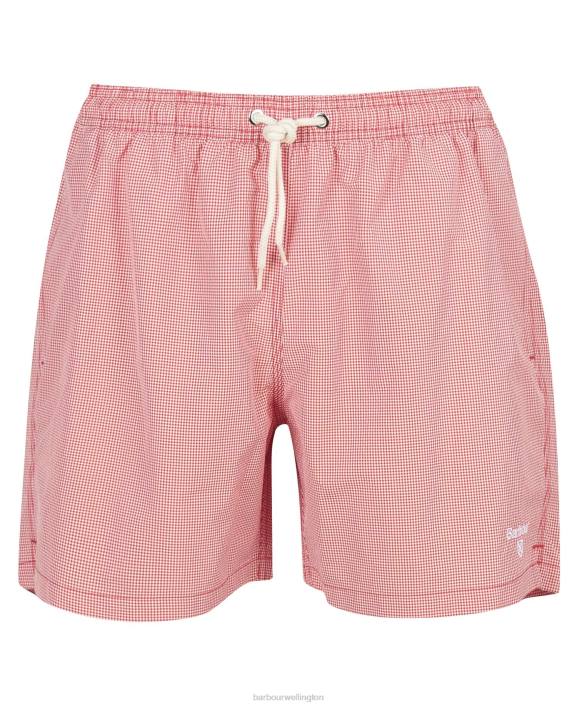 Men Classic Red Barbour Gingham Swim Shorts 40VB1205