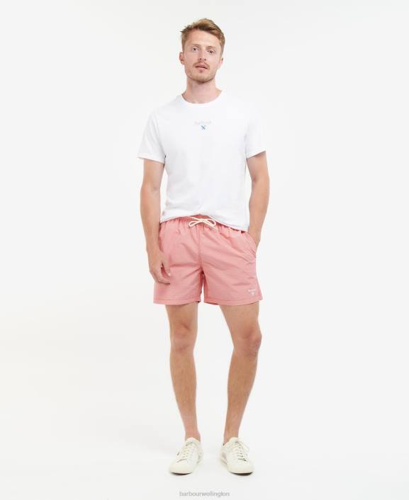 Men Classic Red Barbour Gingham Swim Shorts 40VB1205