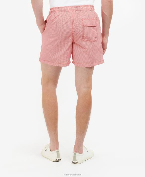 Men Classic Red Barbour Gingham Swim Shorts 40VB1205
