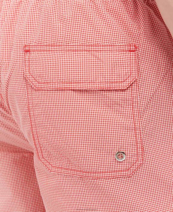 Men Classic Red Barbour Gingham Swim Shorts 40VB1205