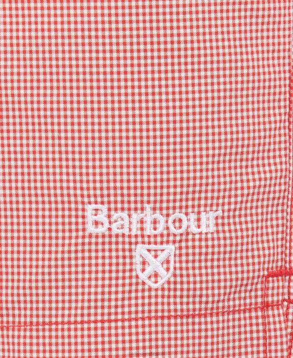 Men Classic Red Barbour Gingham Swim Shorts 40VB1205
