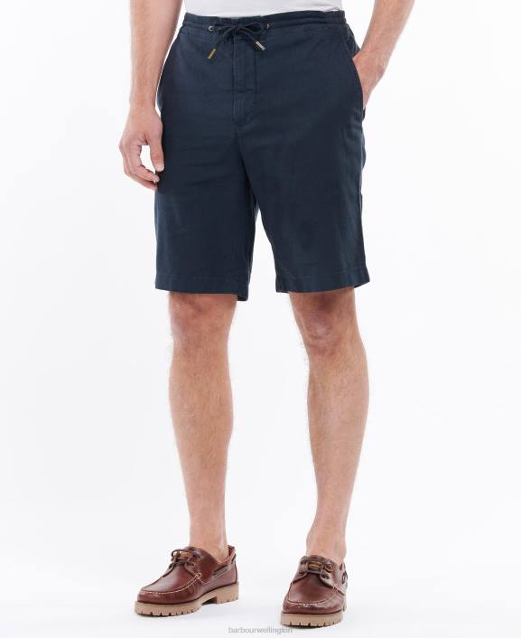 Men Military Green Barbour Linen Cotton Mix Shorts 40VB1148