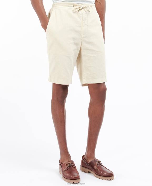 Men Military Green Barbour Linen Cotton Mix Shorts 40VB1155