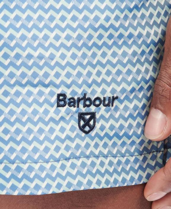 Men Navy Barbour Diamond Geo Swim Shorts 40VB1187