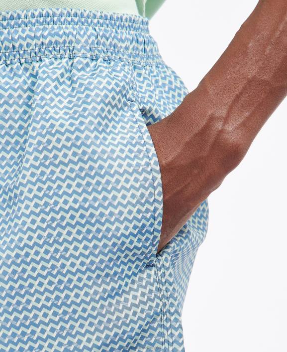 Men Navy Barbour Diamond Geo Swim Shorts 40VB1187