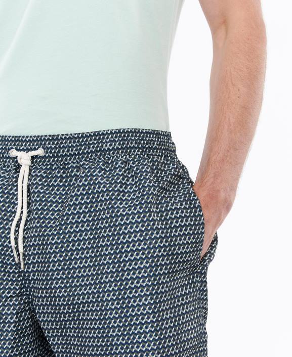 Men Navy Barbour Diamond Geo Swim Shorts 40VB1201
