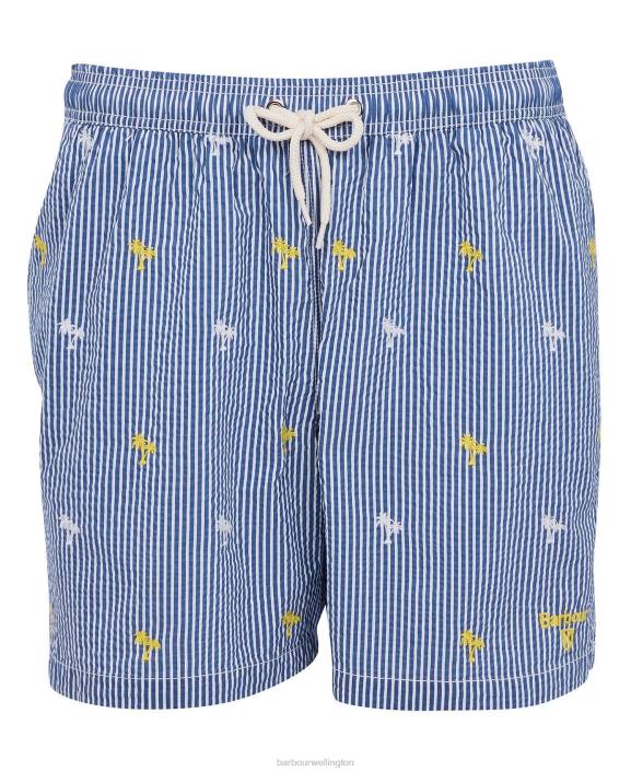 Men Navy Barbour Palm Stripe Swim Shorts 40VB1209