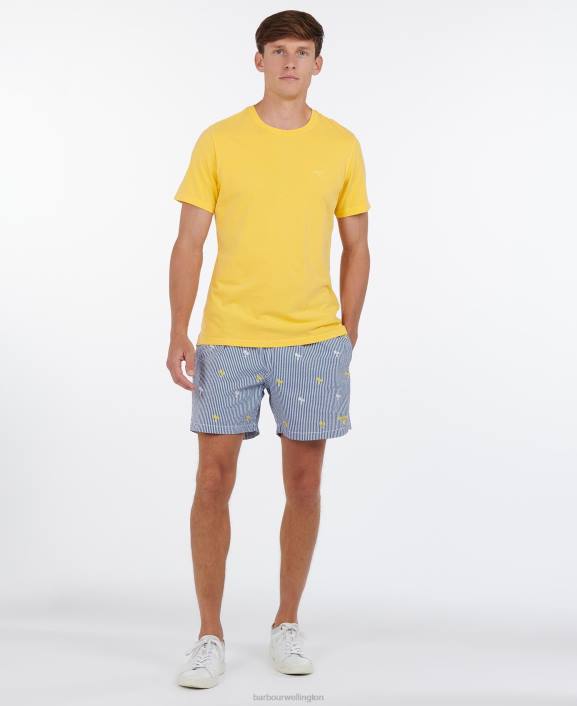 Men Navy Barbour Palm Stripe Swim Shorts 40VB1209