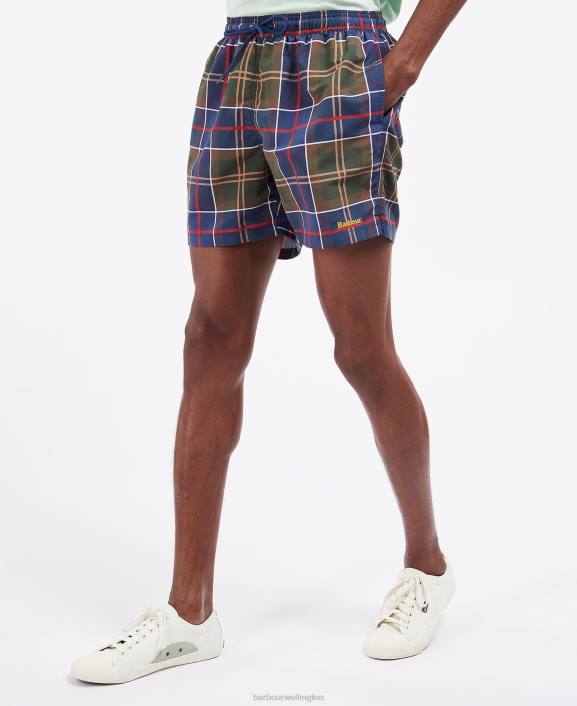 Men Summer Navy Tartan Barbour Tartan Swim Shorts 40VB1169