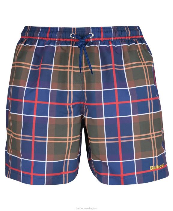 Men Summer Navy Tartan Barbour Tartan Swim Shorts 40VB1169